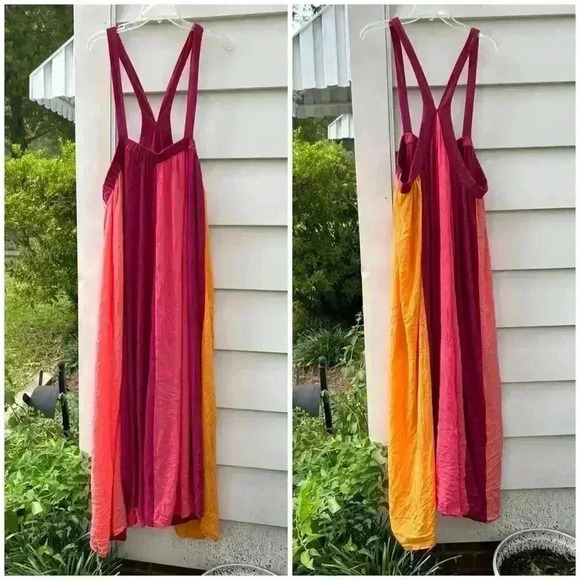 NWOT LANE BRYANT halter colorblock maxi dress size 26 28 pink - Picture 2 of 6